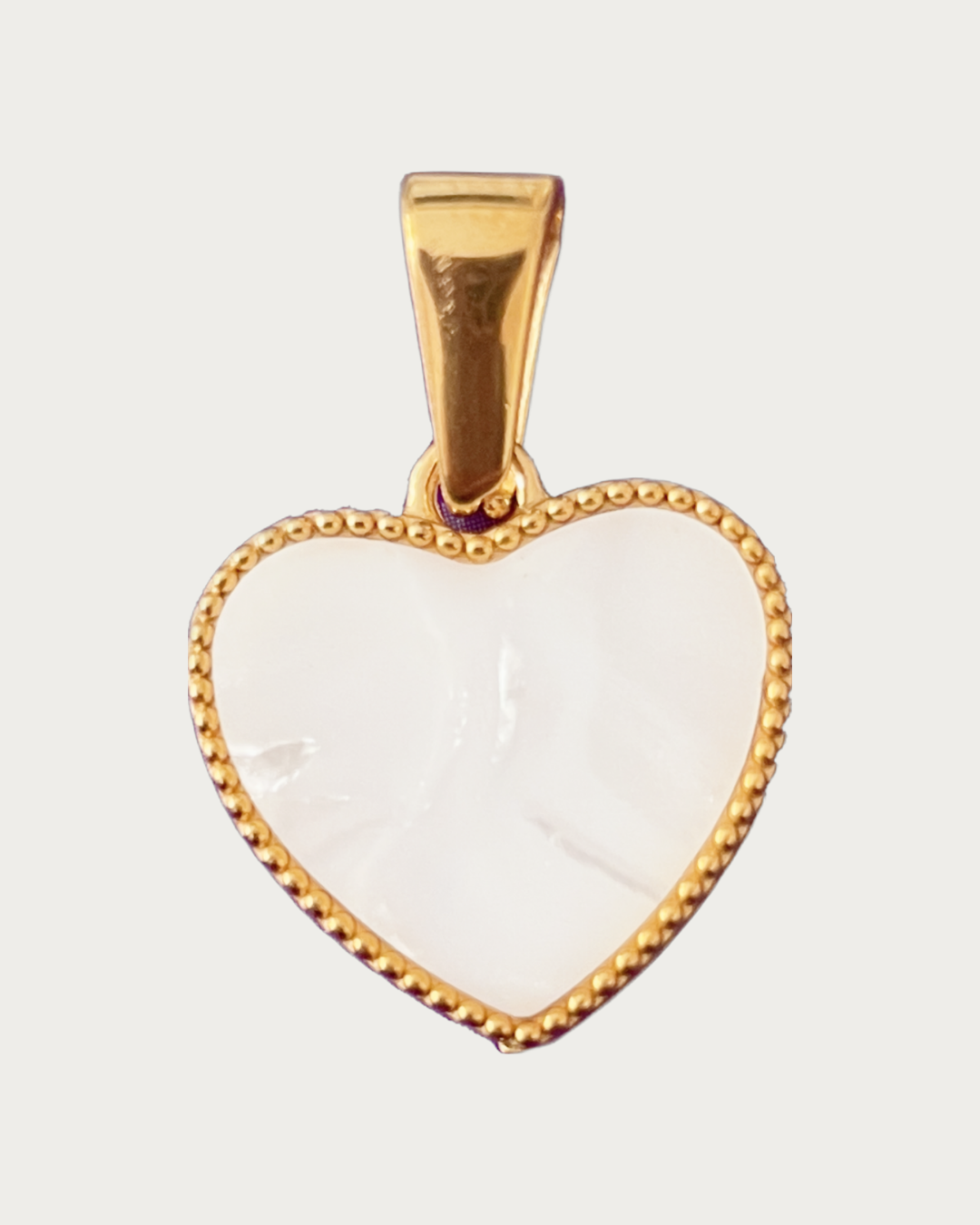 Gold Pearl Heart Flat Charm