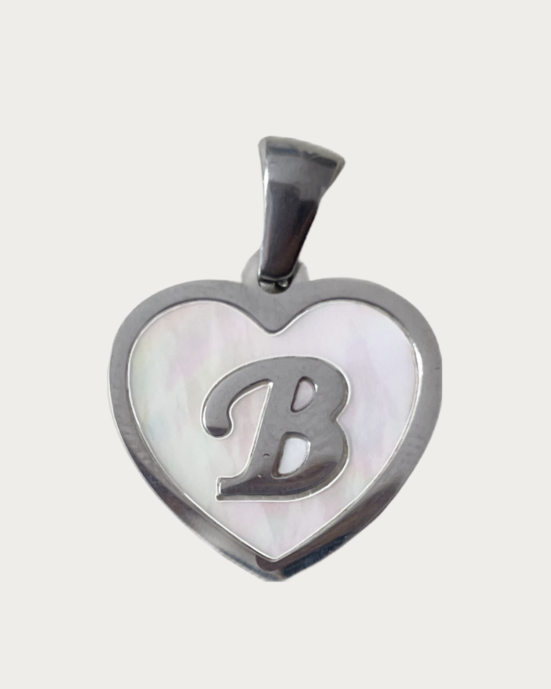 Silver Heart Pearl B Charm