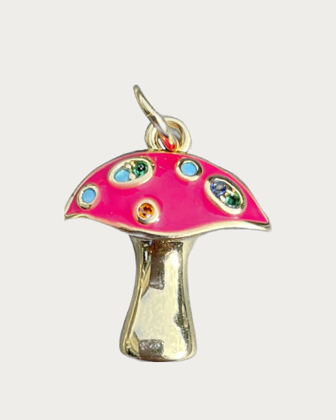 Gold Mushroom Red Charm