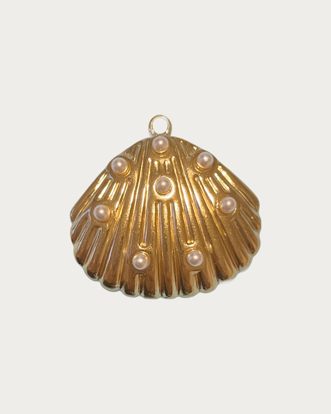 Gold Shell with Pearls Charm