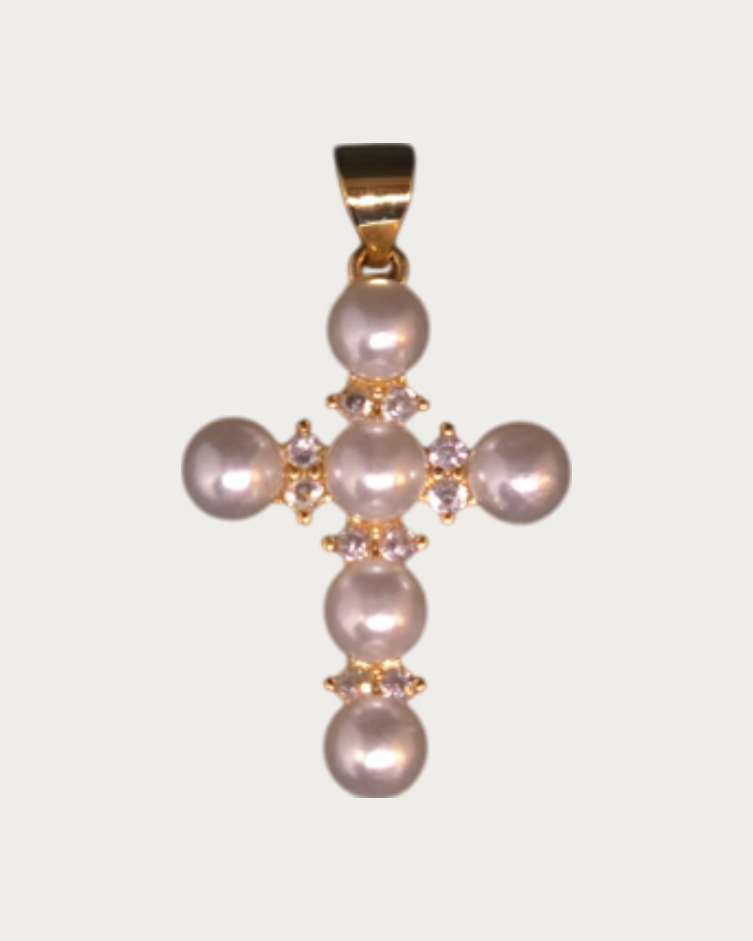 Gold Pearl Cross Charm