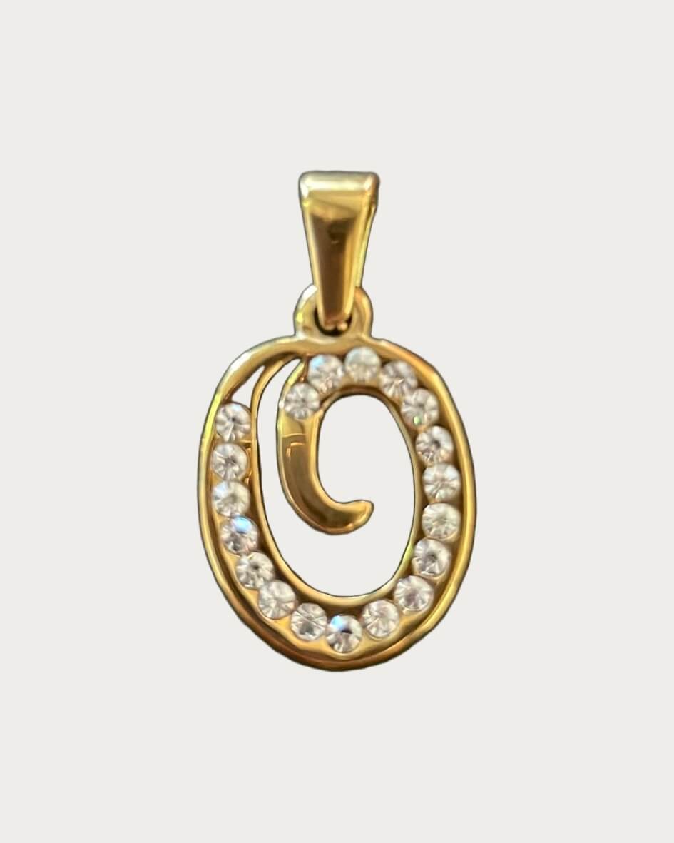 Gold Diamanté Initial Charm - O