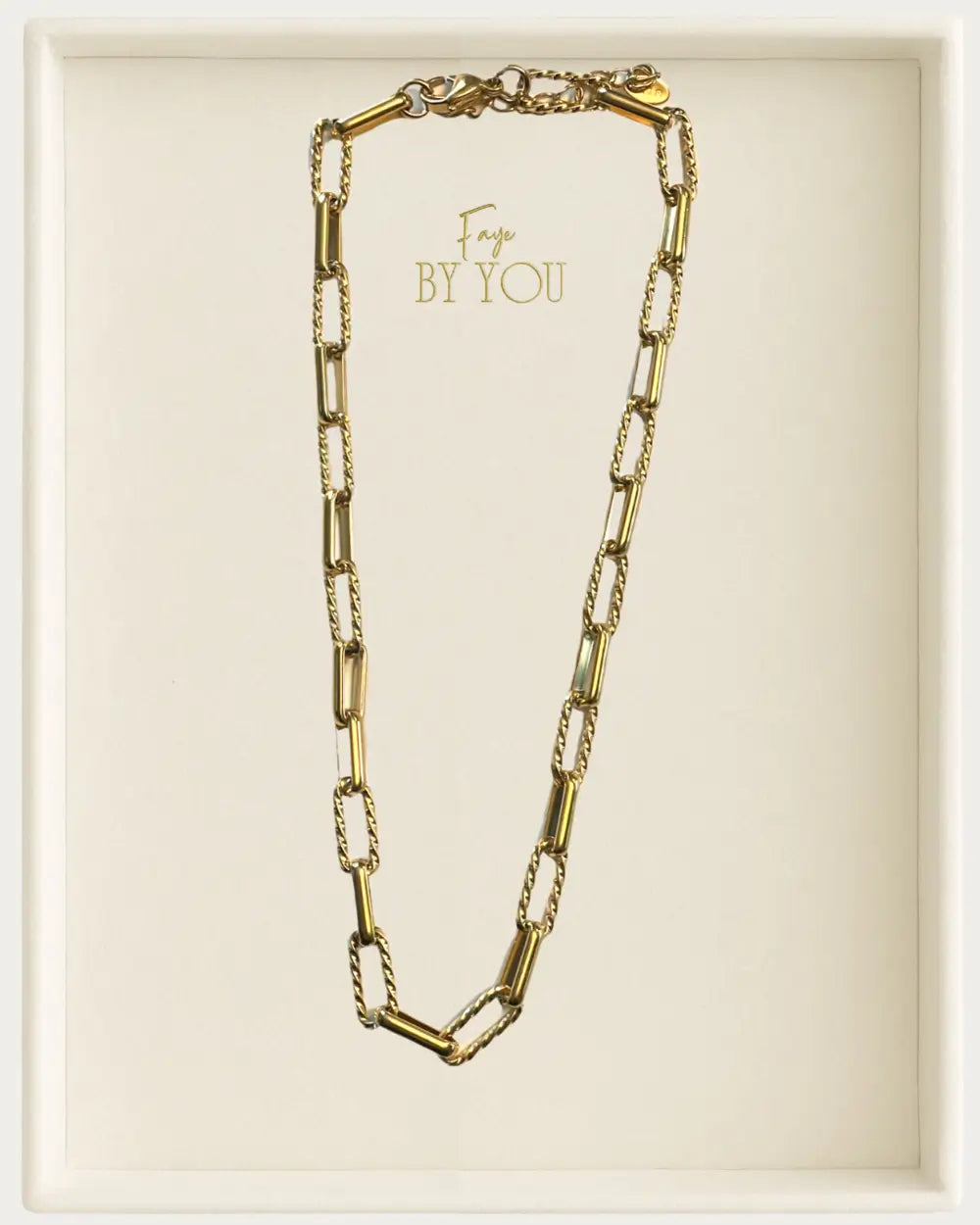 Gold Textured Rectangular Link Chain