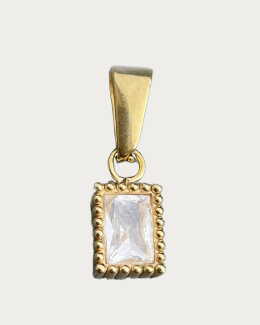 Gold Rectangle Diamond Drop Charm