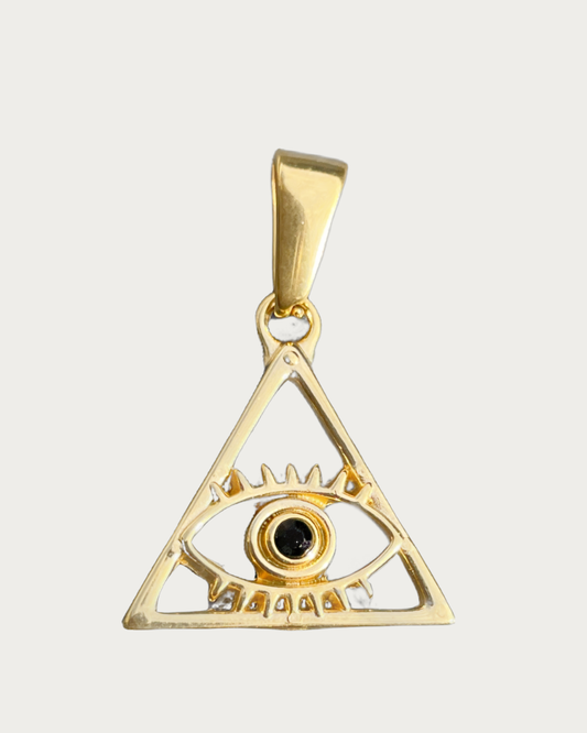 Gold Triangle Evil Eye Black Charm
