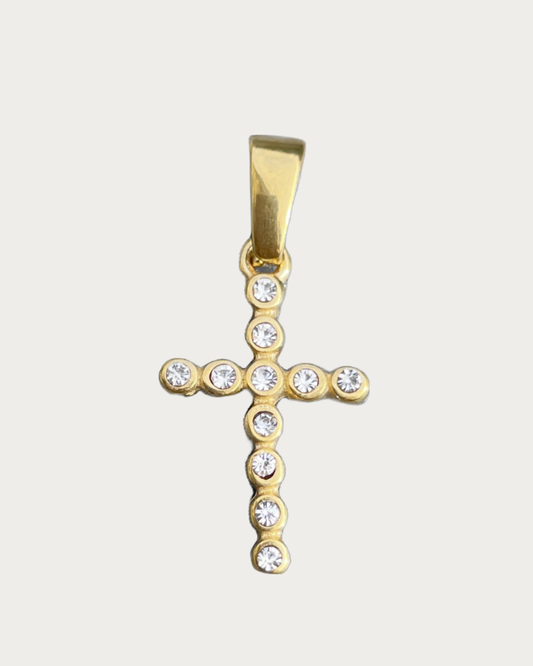 Gold Diamond Cross Charm