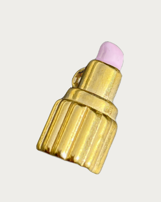 Gold Pink Lipstick Charm