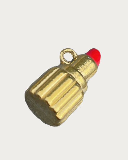 Gold Red Lipstick Charm