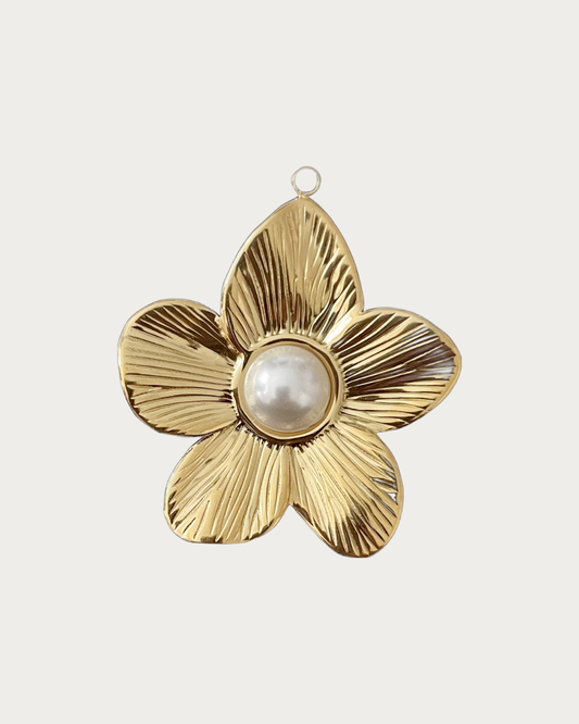Gold Flower and Pearl Charm