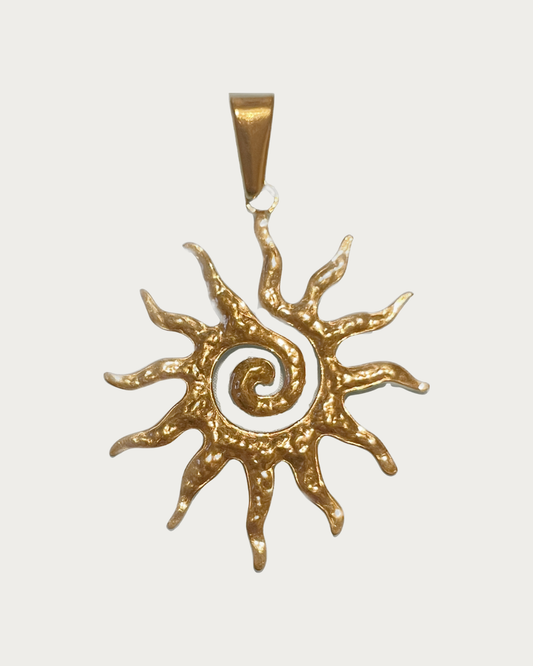 Gold Spiral Sun Charm