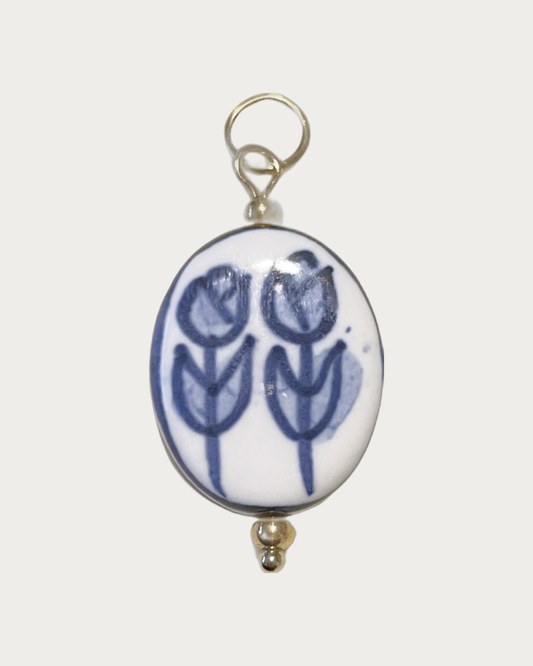Gold Blue Flowers Charm
