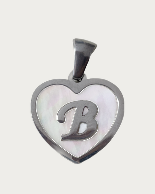 Silver Heart Pearl B Charm