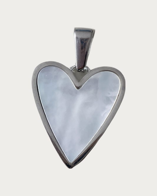 Silver Heart Pearl Charm