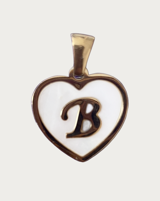 Gold B Heart Charm