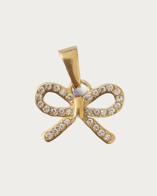 Gold Sparkle Bow Charm