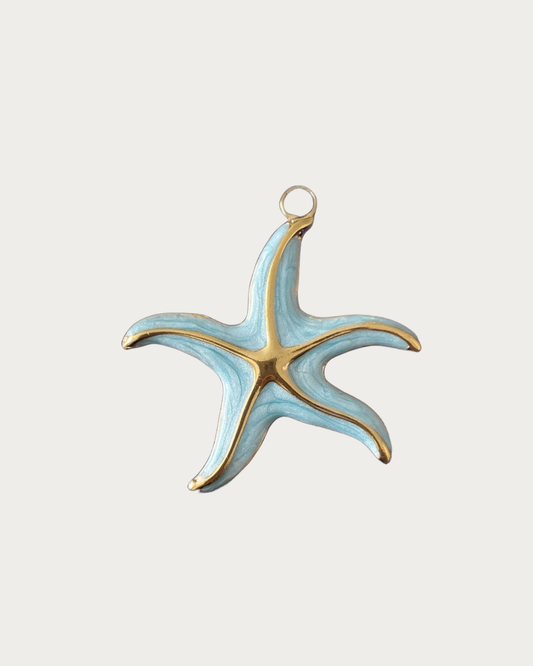 Gold Blue Starfish Charm