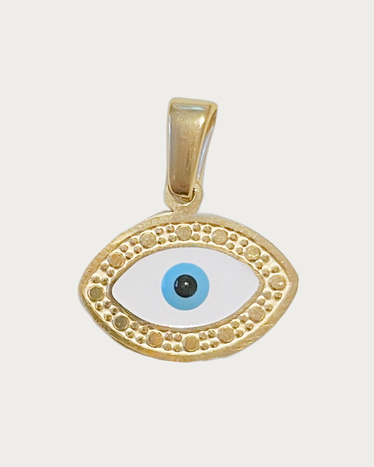 Gold Evil Eye White Charm