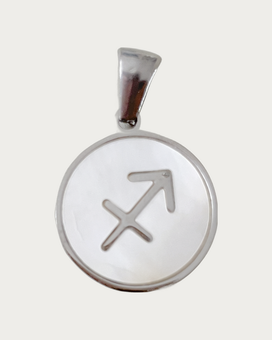 Silver Pearl Sagittarius Charm