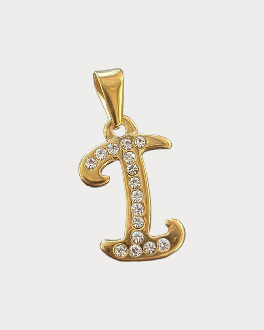 Gold Diamanté Initial Charm - I