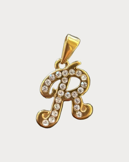 Gold Diamanté Initial Charm - R