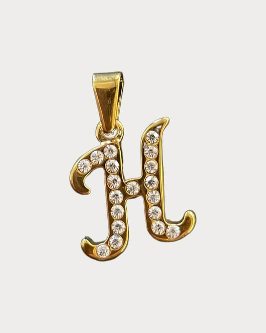 Gold Diamanté Initial Charm - H