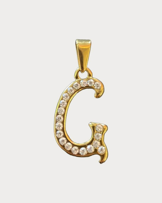 Gold Diamanté Initial Charm - G