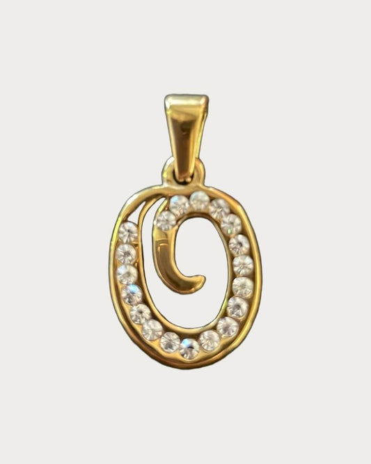 Gold Diamanté Initial Charm - O