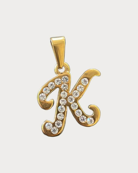 Gold Diamanté Initial Charm - K
