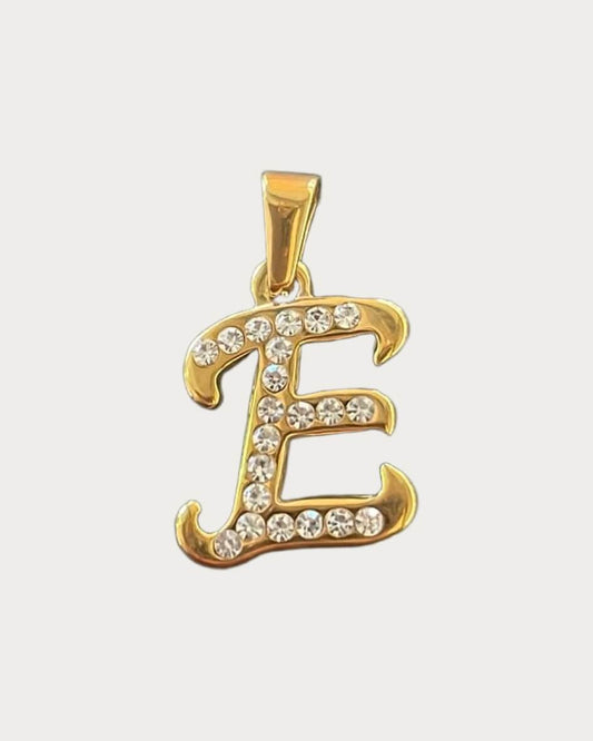 Gold Diamanté Initial Charm - E