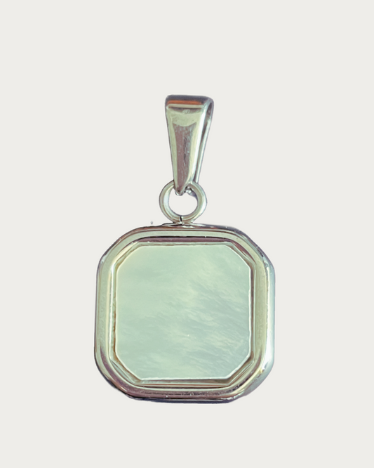 Silver Pearl Square Frame Charm