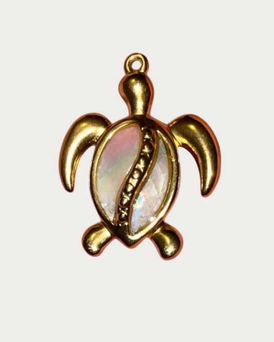 Gold Turtle Pearl Charm