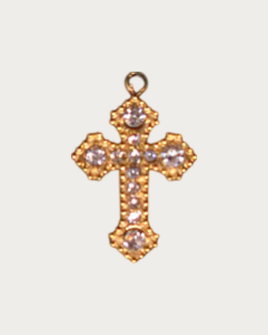 Gold Small Diamond Cross Charm