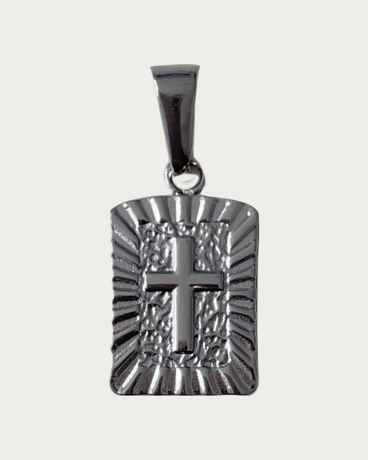Silver Embedded Cross Charm