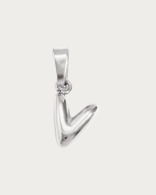 Silver V Charm