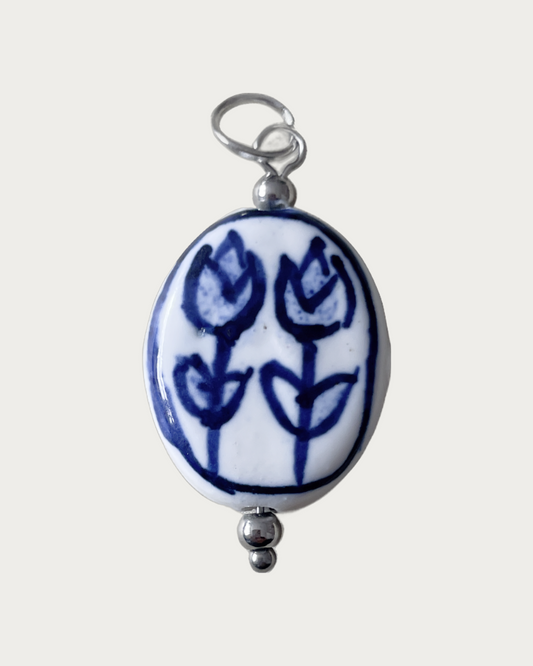 Silver Tulip Motif Charm