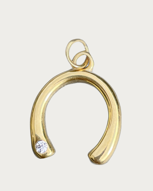 Gold Gem Horseshoe Charm