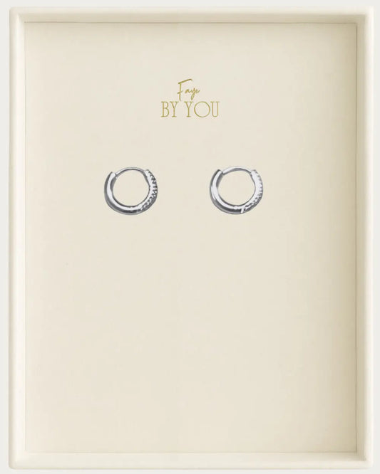 Silver Textured Round Hoop Earrings