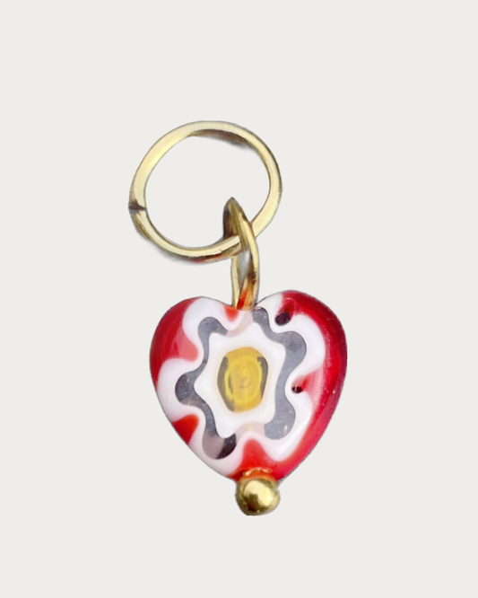 Gold Red Heart Charm