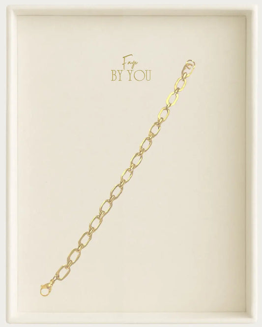 Gold Elongated Link Chain Bracelet