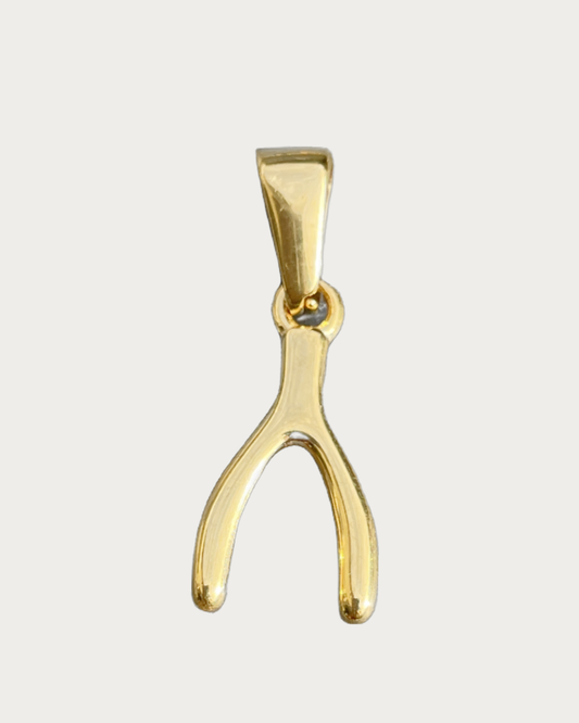 Gold Wishbone Charm