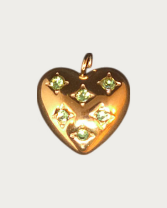 Gold Heart - Green Charm