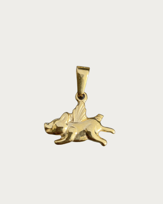 Gold Flying Pig Charm