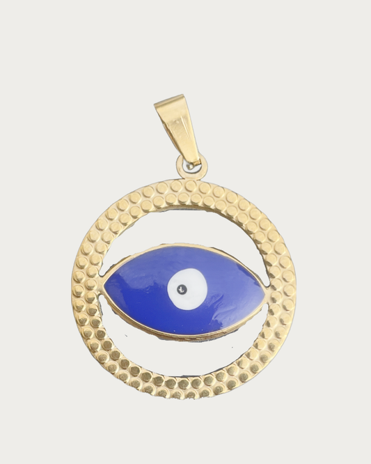 Gold Circle Evil Eye Charm