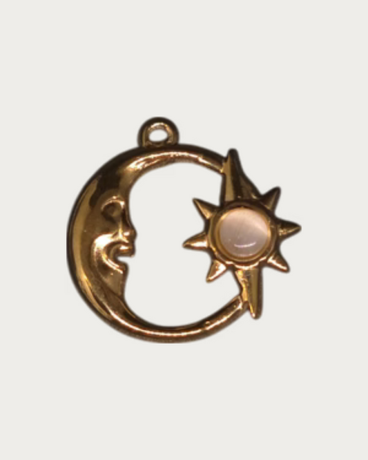 Gold Moon and Star Charm