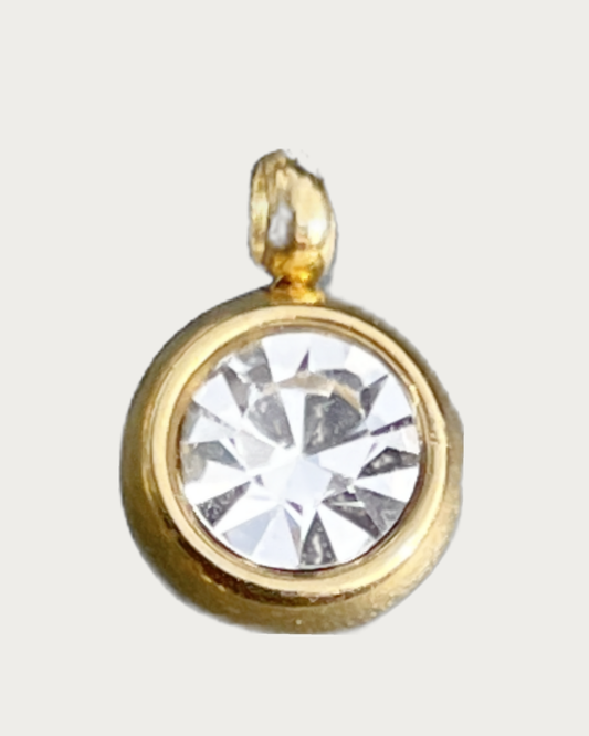 Gold Round Diamond Charm