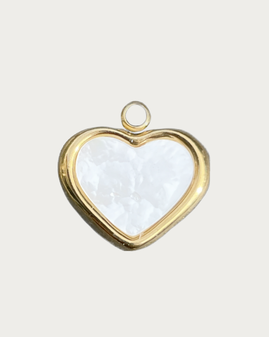 Gold Pearl Heart Charm