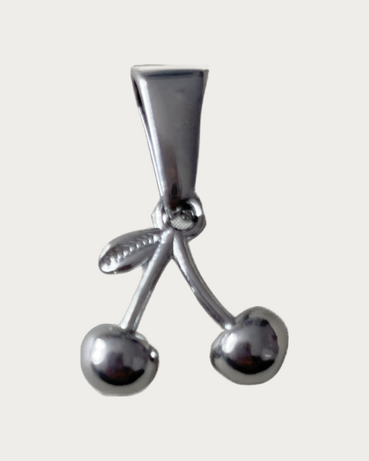 Silver Round Cherries Charm
