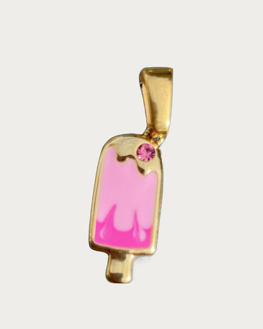 Gold Pink Ice Lolly Charm