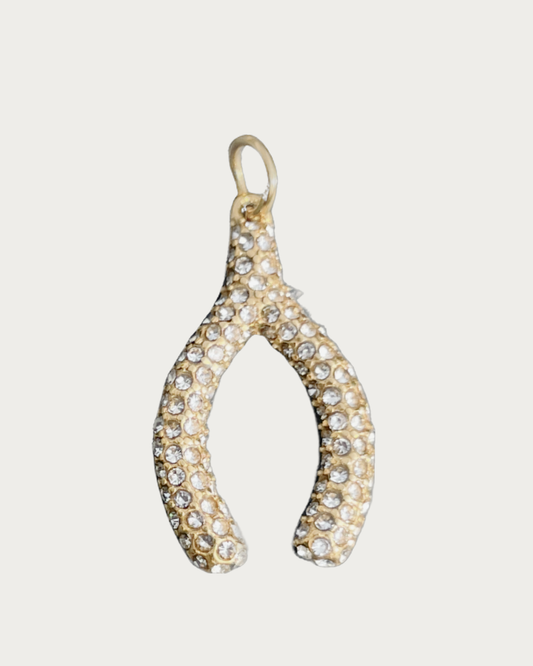 Gold Gem Wishbone Charm