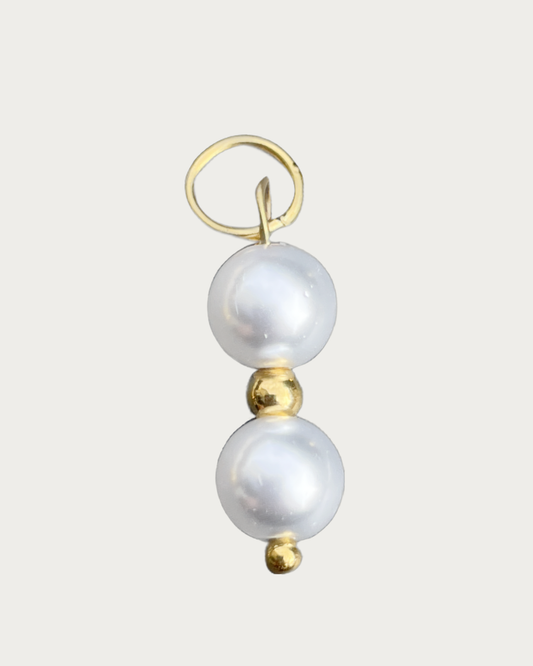 Gold Duo Pearl Drop Charm